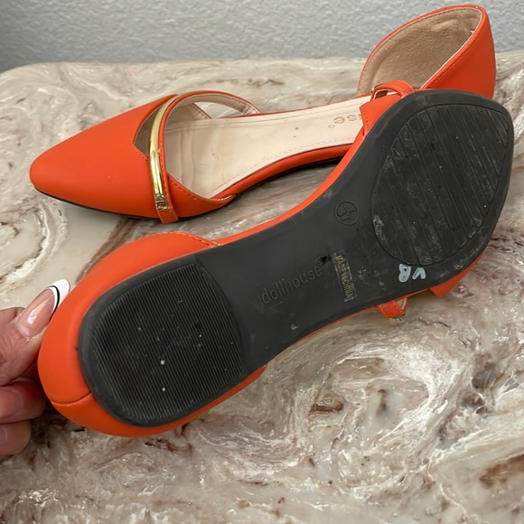 Dollhouse pointed toe orange flats - Picture 11 of 16